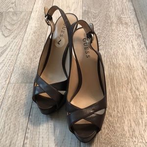 Guess brown sling-back heels